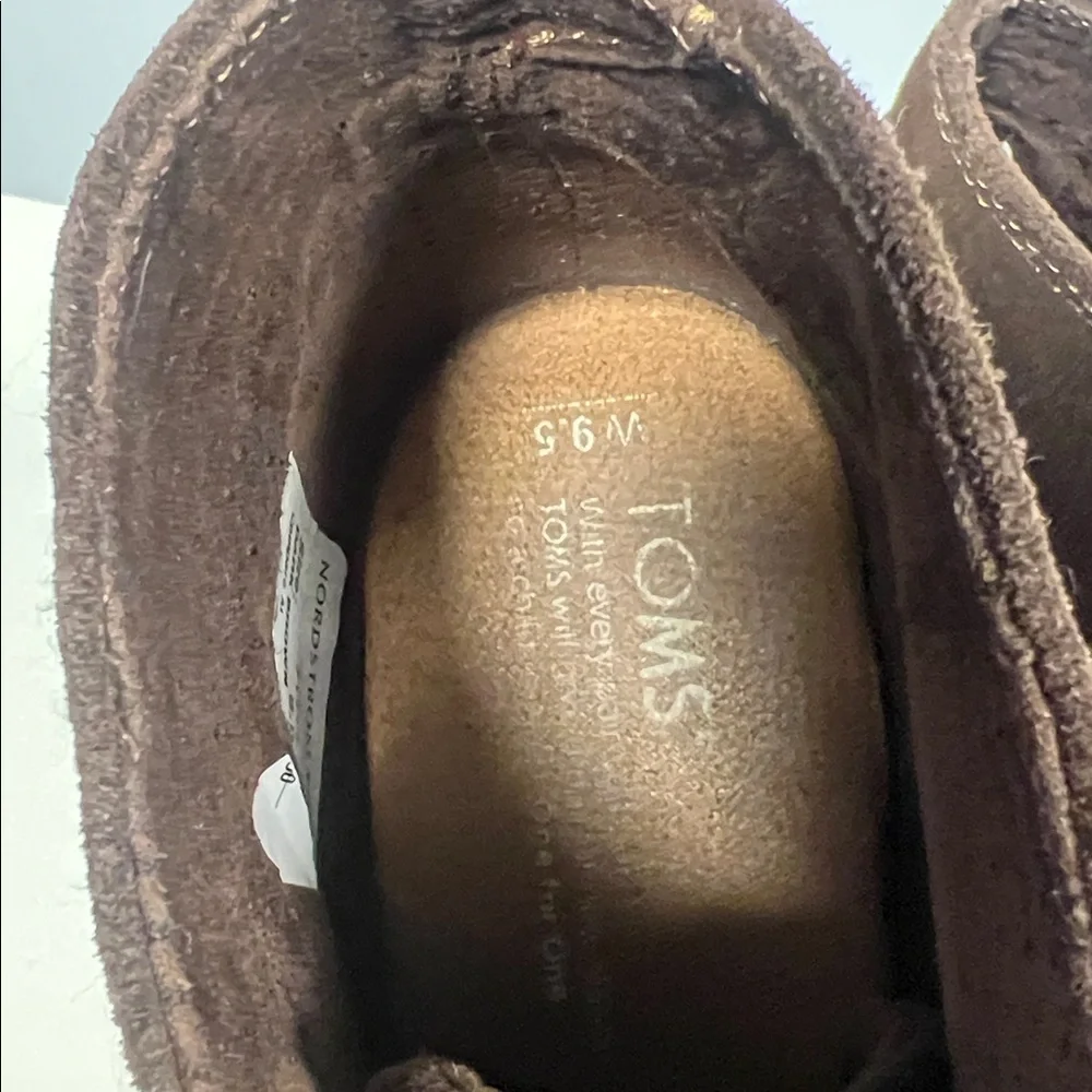 Toms Women's Chocolate Brown Suede Wedge Boots‎ Comfortable Shoes Size 9.5